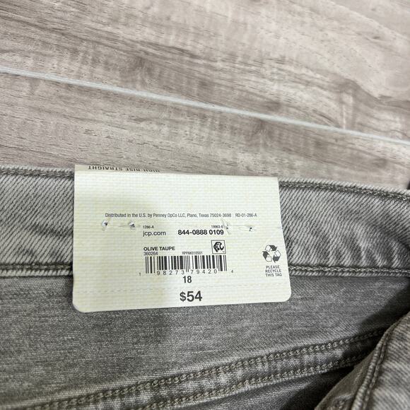 a.n.a High Rise Slim Straight Leg Fitted hip & Thigh Olive Taupe Jeans Size 18 - Picture 9 of 11